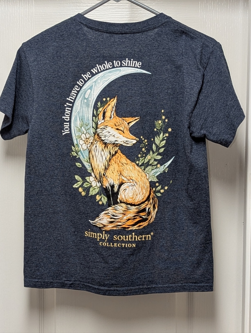 Simply Southern Navy Heather Tee With Fox And Moon Design